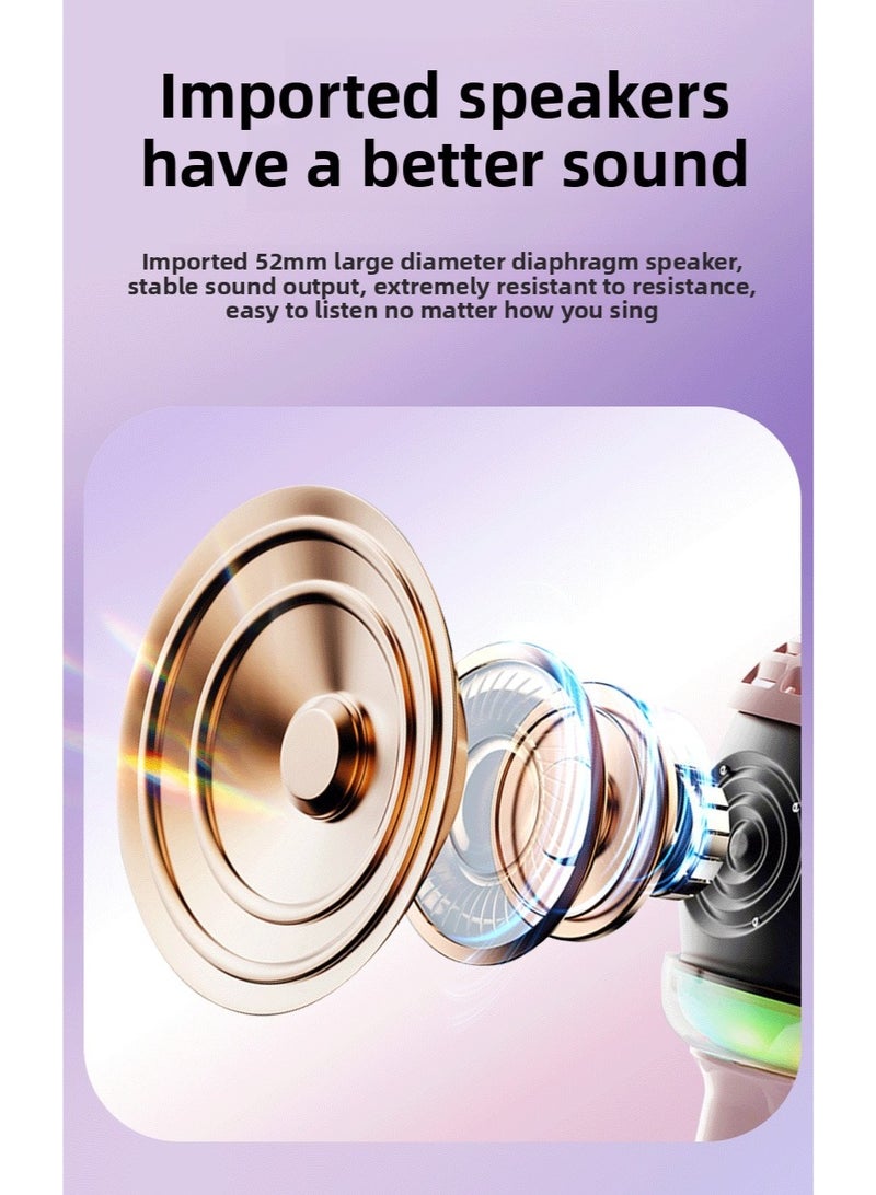 Wireless Karaoke Microphone, Portable Handheld Mic with LED Lights, Supports Duet Singing, Karaoke Mic Speaker Machine for Adults & Kids Home Party Birthday (WHITE BLACK)  - Image 5