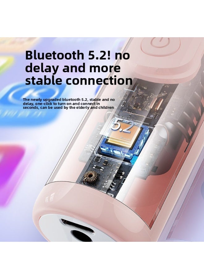 Wireless Karaoke Microphone, Portable Handheld Mic with LED Lights, Supports Duet Singing, Karaoke Mic Speaker Machine for Adults & Kids Home Party Birthday (WHITE BLACK)  - Image 4