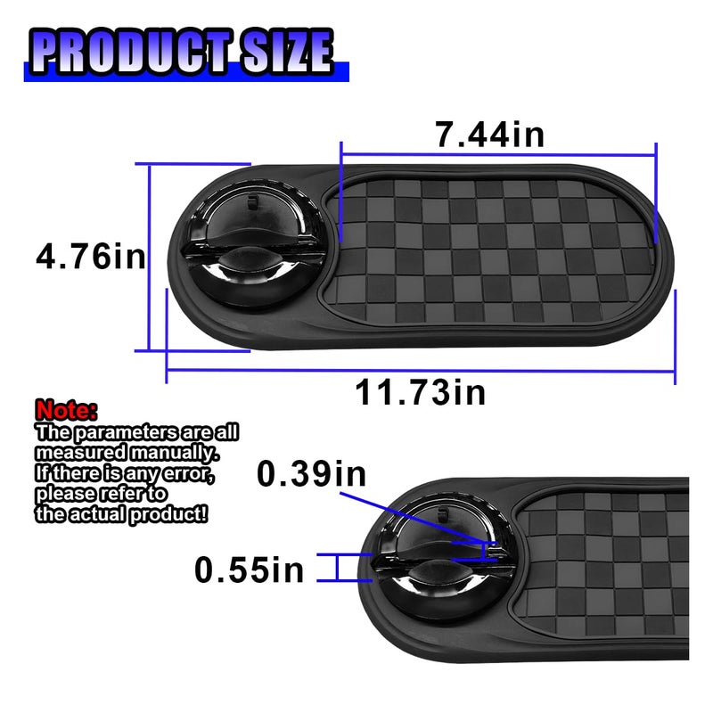 UHANBUT Multifunction Car Anti-Slip Mat, Rotatable Temporary Parking Number, Universal Auto Dashboard Organizer Pad Accessory for Phones, Sunglasses, Keys (Grey/Black) - Image 2