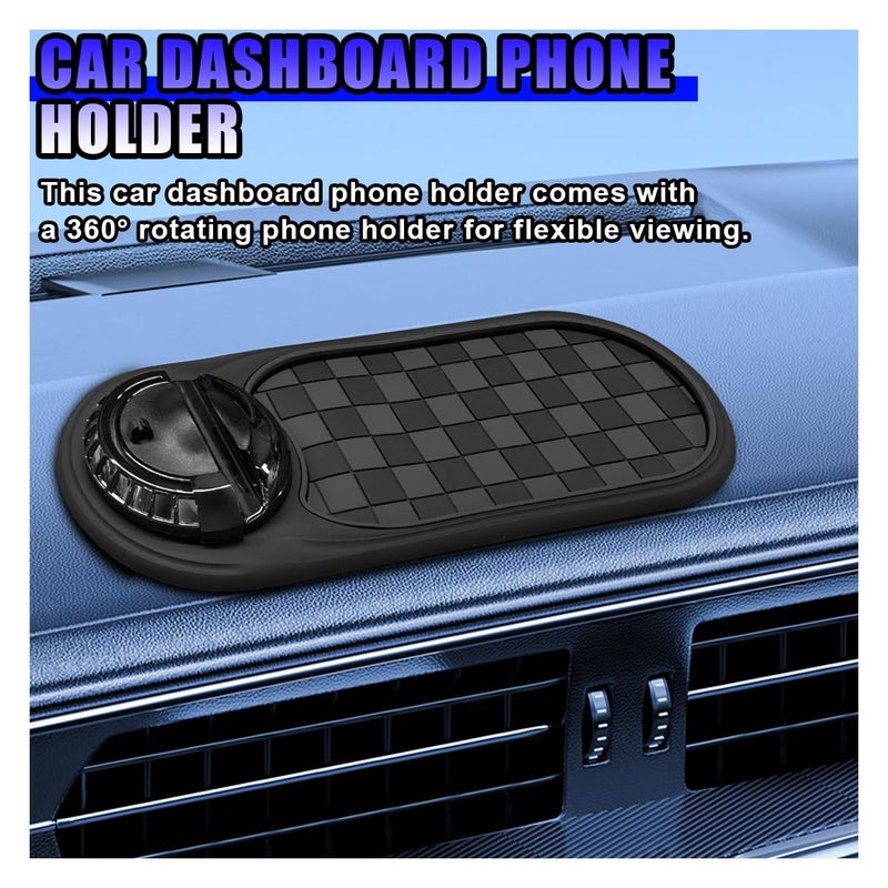 UHANBUT Multifunction Car Anti-Slip Mat, Rotatable Temporary Parking Number, Universal Auto Dashboard Organizer Pad Accessory for Phones, Sunglasses, Keys (Grey/Black) - Image 3