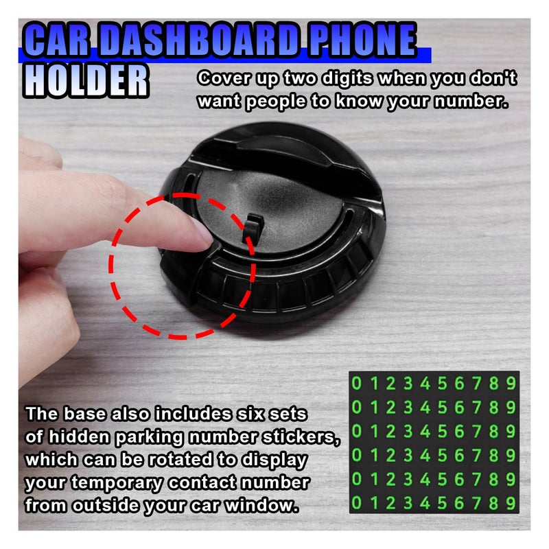 UHANBUT Multifunction Car Anti-Slip Mat, Rotatable Temporary Parking Number, Universal Auto Dashboard Organizer Pad Accessory for Phones, Sunglasses, Keys (Grey/Black) - Image 4