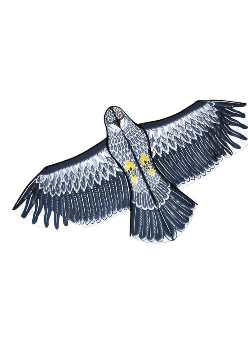 طائرة ورقية كبيرة على شكل نسر للأطفال والكبار، بنمط عين عاكسة لطرد الطيور، مزودة بخيط بطول مترين، سهلة التجميع، مناسبة للحديقة والفناء والمزرعة. - Image 1