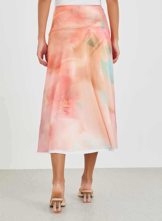 Styli All-Over Floral Print Mesh Midi Skirt - Image 4