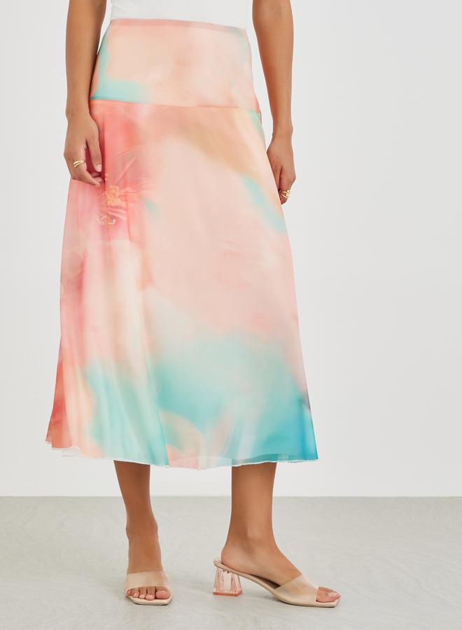 Styli All-Over Floral Print Mesh Midi Skirt - Image 2
