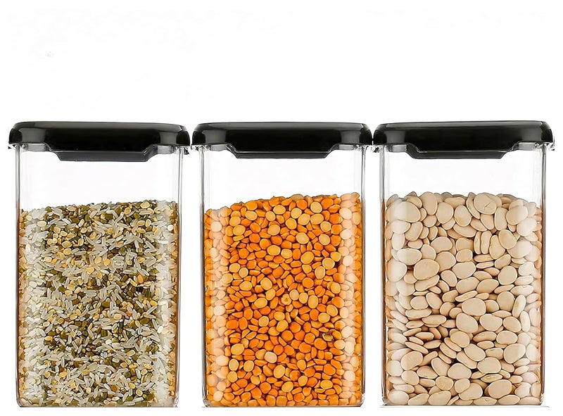 KWER مجموعة حاويات محكمة الإغلاق للتخزين للمطبخ، صندوق تخزين ومنظم، أدوات المطبخ للمنزل، تنظيم المخزن، خالية من BPA (عبوة من 6، أسود، 1200 مل، بلاستيك) - Image 5