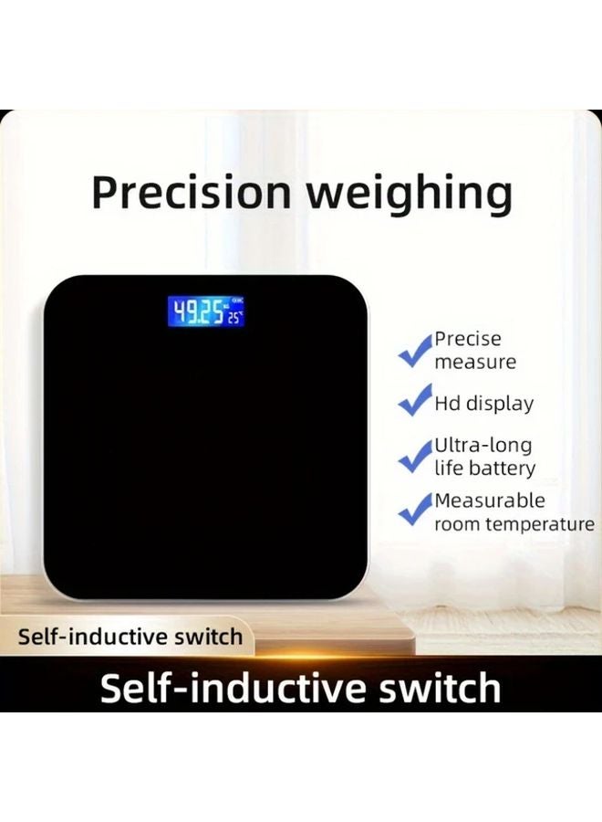 ميزان حمام رقمي عالي الدقة باللون الأسود مع منصة كبيرة وشاشة LCD - Image 4