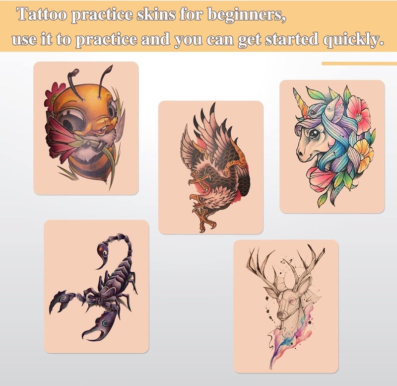 Jconly Tattoo Practice Skins with Transfer Paper - 35Pcs Fake Skin and Stencil Paper Kit Includes 25Pcs Tattoo Paper and 10Pcs Double Sided Practice Skins - Image 3