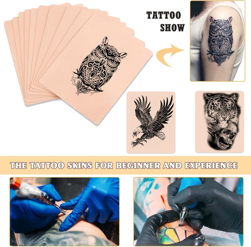 Jconly Tattoo Practice Skins with Transfer Paper - 35Pcs Fake Skin and Stencil Paper Kit Includes 25Pcs Tattoo Paper and 10Pcs Double Sided Practice Skins - Image 2