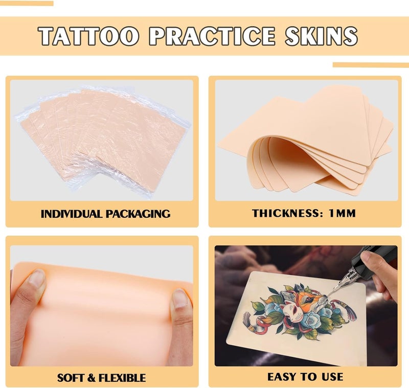 Jconly Tattoo Practice Skins with Transfer Paper - 35Pcs Fake Skin and Stencil Paper Kit Includes 25Pcs Tattoo Paper and 10Pcs Double Sided Practice Skins - Image 4