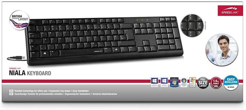 سبيد لينك لوحة مفاتيح متوافقة مع بي سي و لابتوب - SL-640001-BK-US-AR
