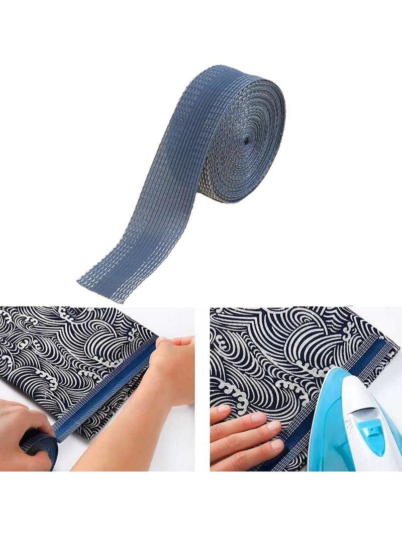 Trousers Edge Modified Strips, Iron-on Instant Hem Tape, 5m/5.47inch Pants Edge Shorten Self-Adhesive, 25mm Trouser Mouth Paste Edge Fabric Tape for Suit Jeans Trousers, DIY Sewing Accessories (Blue)  - Image 1