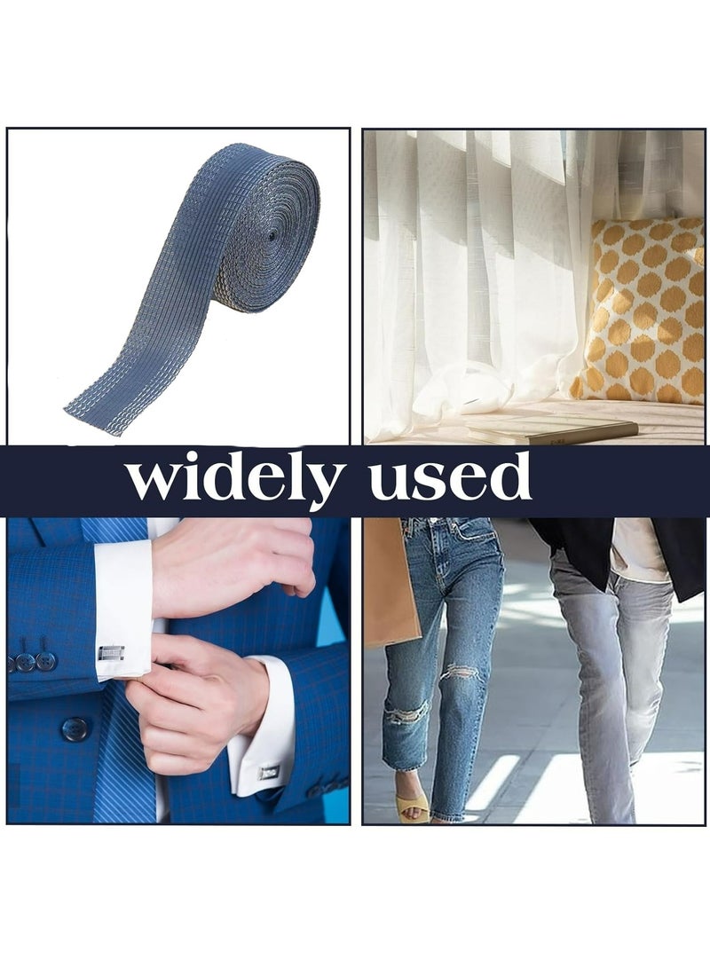 Trousers Edge Modified Strips, Iron-on Instant Hem Tape, 5m/5.47inch Pants Edge Shorten Self-Adhesive, 25mm Trouser Mouth Paste Edge Fabric Tape for Suit Jeans Trousers, DIY Sewing Accessories (Blue)  - Image 4