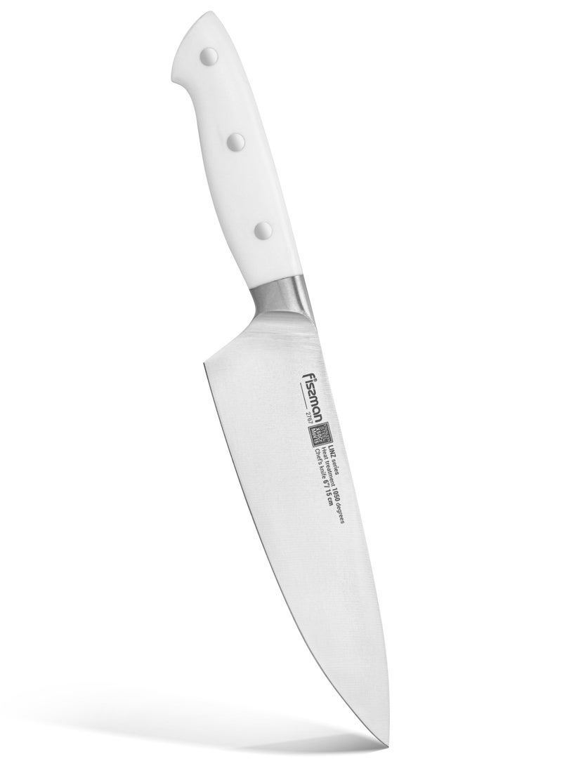 Fissman 6'' Chef's Knife Kitchen Knife Ultra Sharp, German X50Cr15MoV Stainless Steel Knife Linz Series | Professional Well-Balanced Kitchen Knife | White ABS Ergonomic Handle for Kitchen, Restaurant  - Image 1