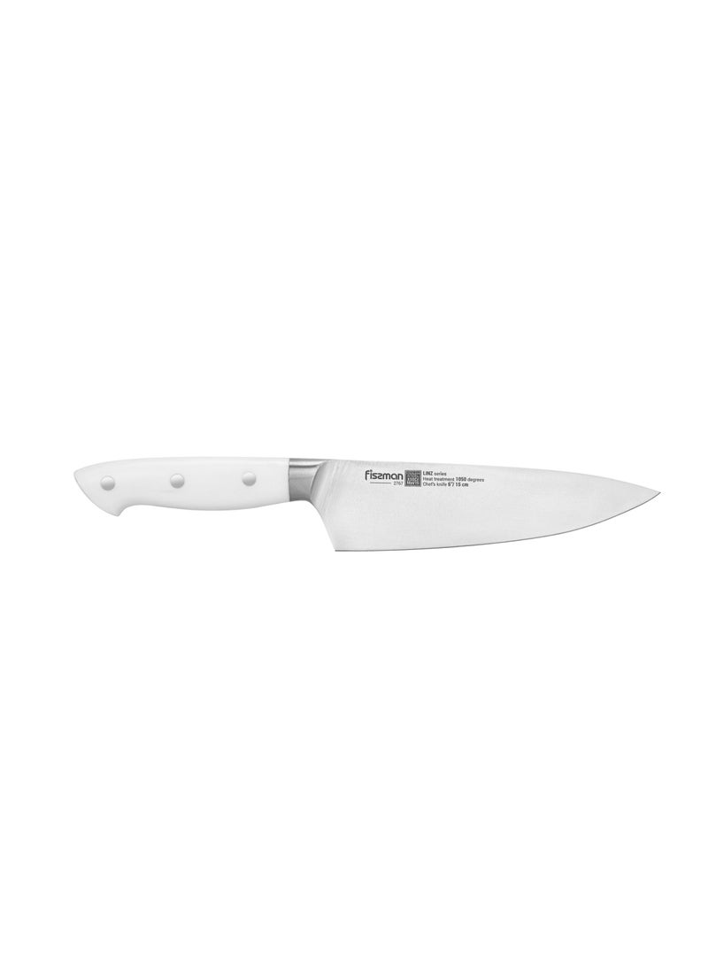 Fissman 6'' Chef's Knife Kitchen Knife Ultra Sharp, German X50Cr15MoV Stainless Steel Knife Linz Series | Professional Well-Balanced Kitchen Knife | White ABS Ergonomic Handle for Kitchen, Restaurant  - Image 5