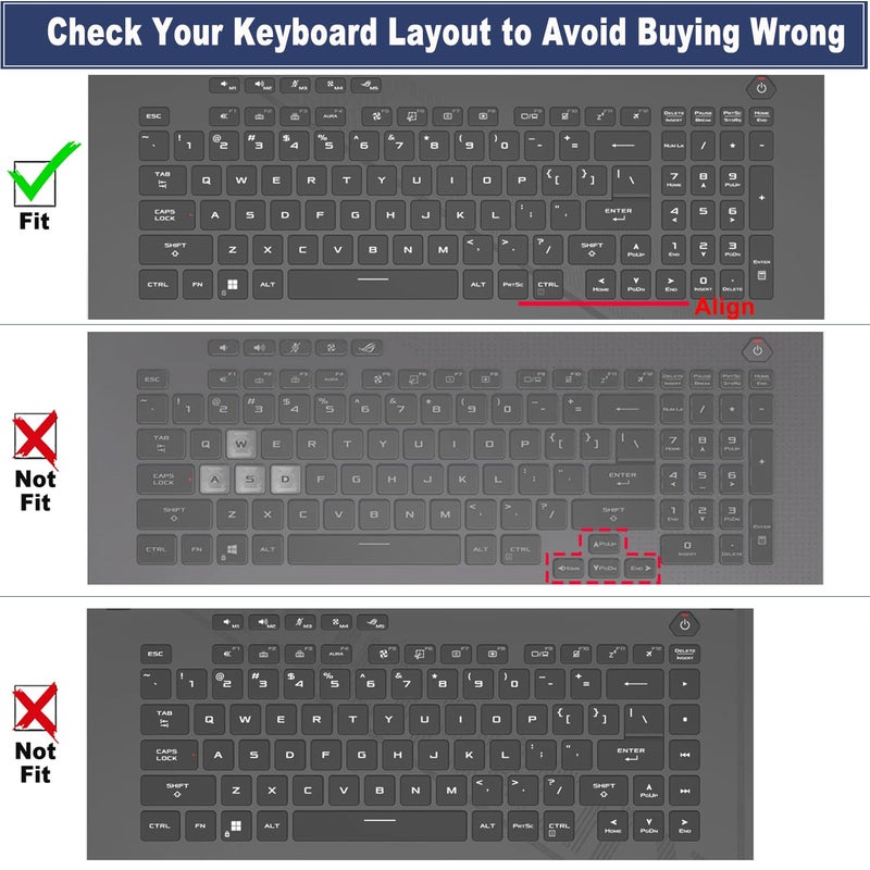 MUBUY-GOL غطاء لوحة مفاتيح فائق النحافة لجهاز ASUS ROG Strix Scar 18/ROG Strix G18 بحجم 18 بوصة لأجهزة الكمبيوتر المحمولة للألعاب، ROG Strix Scar 18 G834 G834JY و ROG Strix G18 G814 G814JI G814JZ G814JU/JV/JYG814JIR/JZR/JVR (TPU) - Image 2