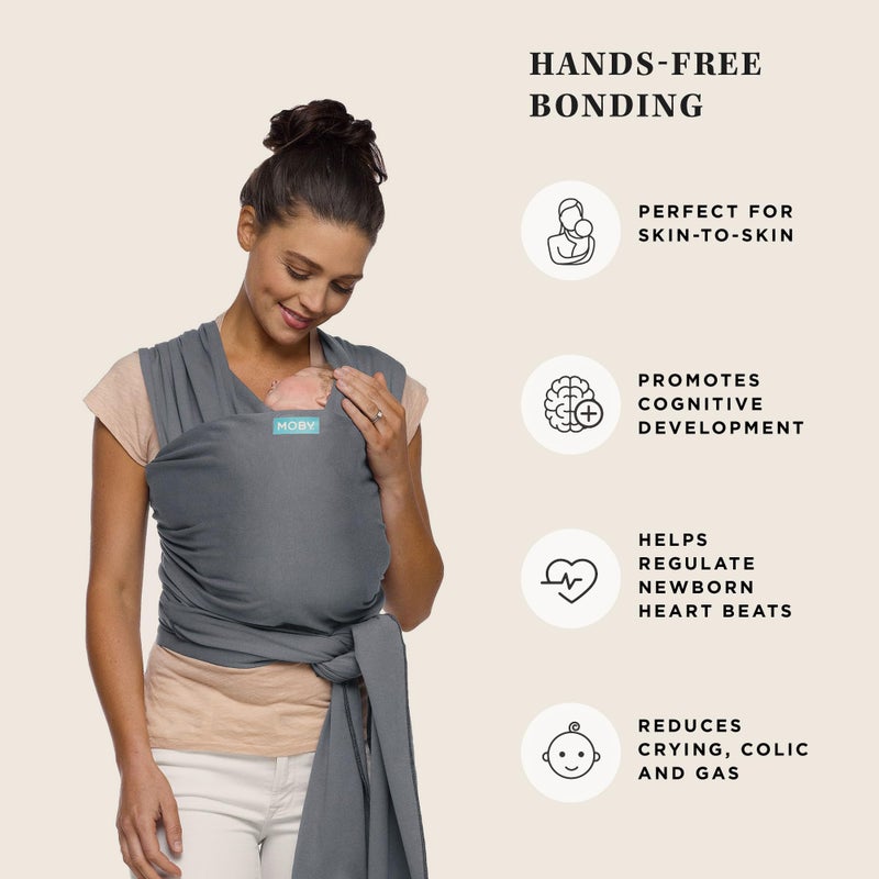 Moby Baby Wrap Carrier Classic for Newborns to Toddlers (8-33lbs), Infant Sling Carrier, Lightweight & Hands Free Design, Adjustable for All Body Types (Flint) - Image 3