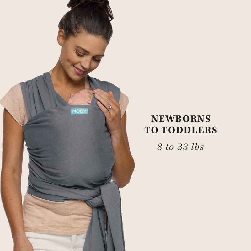 Moby Baby Wrap Carrier Classic for Newborns to Toddlers (8-33lbs), Infant Sling Carrier, Lightweight & Hands Free Design, Adjustable for All Body Types (Flint) - Image 5