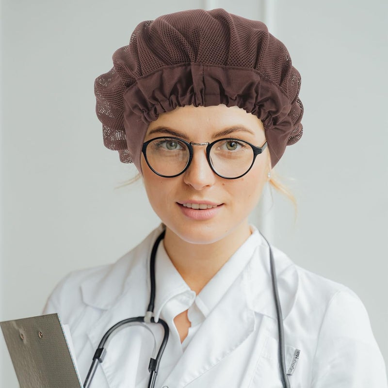 Breathable Elastic Wide-Brimmed Cotton Hat Hair Loss Protection Cap for Women Home Use Coffee Color - Image 5