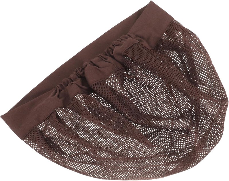 Breathable Elastic Wide-Brimmed Cotton Hat Hair Loss Protection Cap for Women Home Use Coffee Color - Image 1