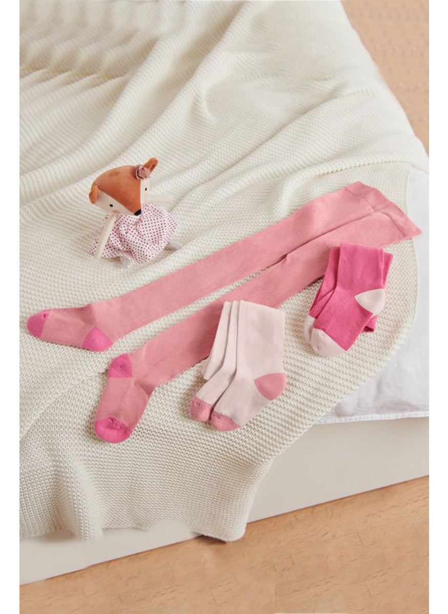 Tchibo Toddler Girl 3 Pairs Of Tights, Pink  - Image 1