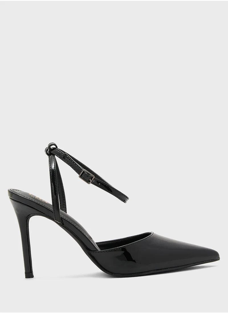 ايلا Patent Counter Strap Pointy High Heel Pump