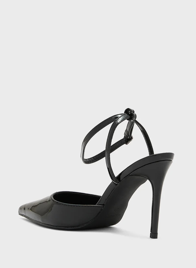 ELLA Patent Counter Strap Pointy High Heel Pump