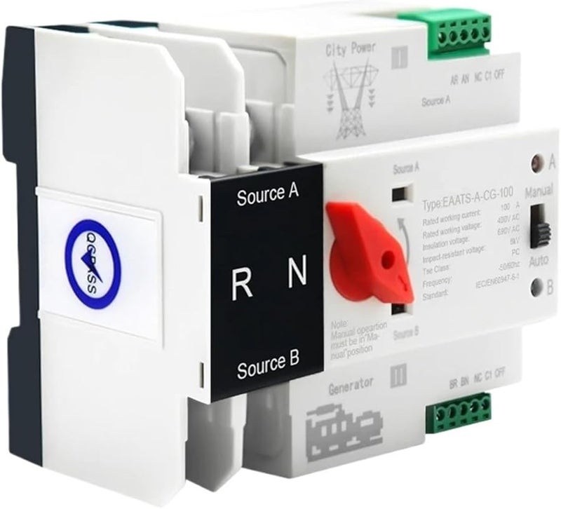Automatic Transfer Switch 2P AC 220V Dual Power City Grid PV Energy 100A - Image 1
