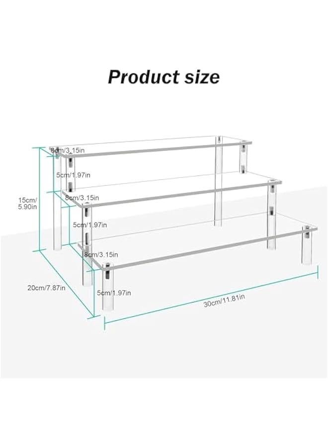 MIXDE Acrylic Display Risers Cupcake Stand for Food Desserts,Perfume Organizer 4 Tier Clear Shelf Display Stand,Perfume Stand for Organizer and Decoration (3-Tier) - Image 2