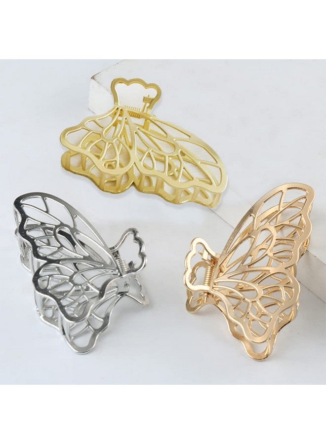 La Jolie Jasmin 6 Packs Large Metal Hair Claw Clips Butterfly Lady Thick Hair Catch Barrette Nonslip Hair Jaw Clamp Clips Styling Fashion Accessories For Women Girls Bright&Matte Gold&Silver - Image 5