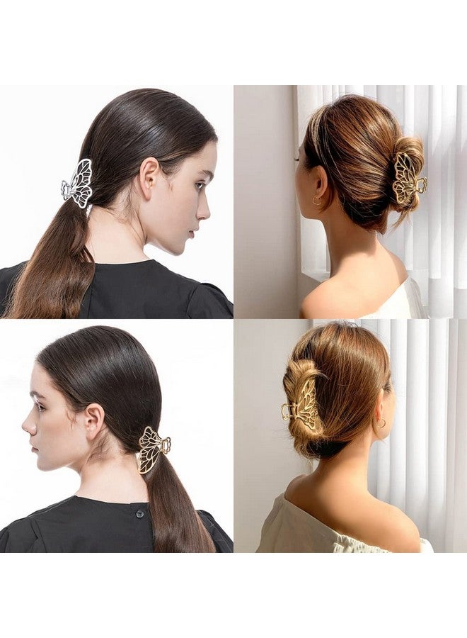 La Jolie Jasmin 6 Packs Large Metal Hair Claw Clips Butterfly Lady Thick Hair Catch Barrette Nonslip Hair Jaw Clamp Clips Styling Fashion Accessories For Women Girls Bright&Matte Gold&Silver - Image 4