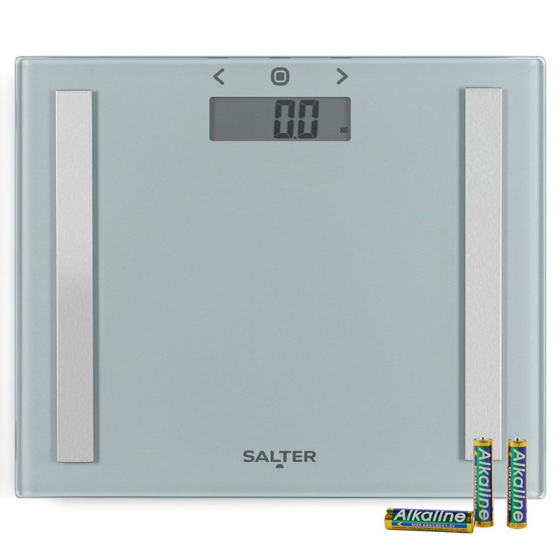 Salter 9113 SV3R Compact Analyser Bathroom Scale Electronic Digital Bodyweight Body Fat Scale 150kg23st 8lb LCD Easy To Read Display Step On Instant Readings Includes Carpet Feet Batteries - Image 1
