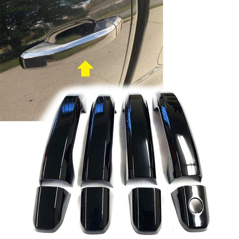 Overun Glossy Black Painted Side Door Handle Covers Overlay Designed for 20142018 Silverado Sierra 150025003500 4DR Model