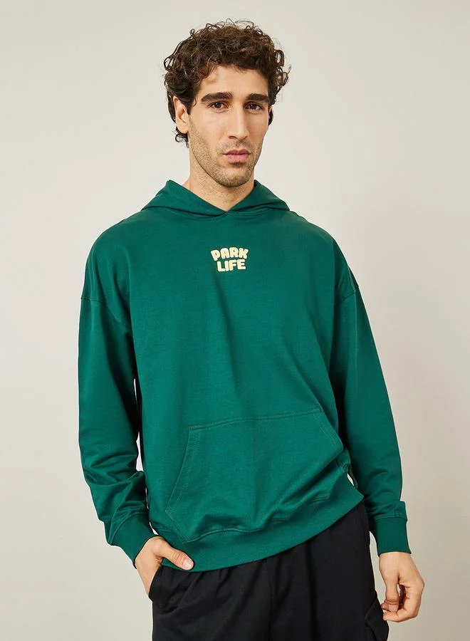 Oversized Front & Back Outdoor Puff Print Terry Hoodie