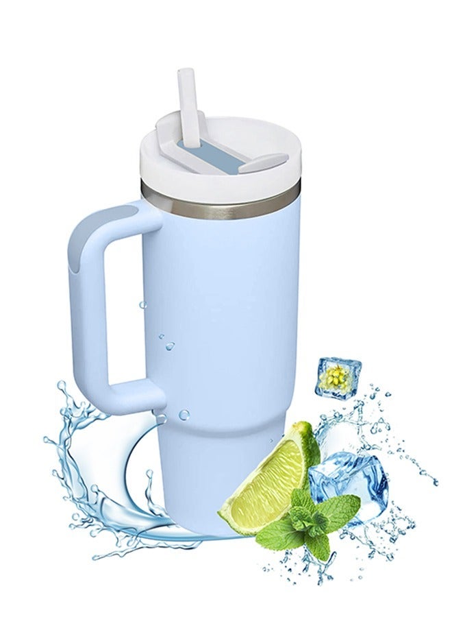 GEMFUL Tumbler 1200ml With Handle and Straw Lid Insulated 40 oz Reusable Stainless Steel Vacuum Insulated Water Bottles Travel Mug Iced Coffee Cup for Hot and Cold Beverages  - Image 1