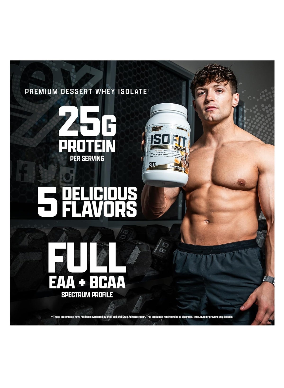 Isofit Whey Protein Powder Instantized 100% Whey Protein Isolate Vanilla Bean Ice Cream 2Lbs 30 Servings (969) Gm
