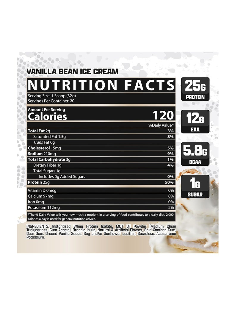 Nutrex Research - IsoFit  Whey Protein Powder Instantized 100% Whey Protein Isolate Vanilla Bean Ice Cream 2lbs 30 Servings (969) gm - Image 1