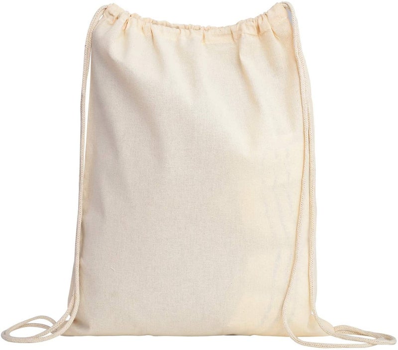 TBF (12 Pack) Set of 12 Durable Cotton Canvas Drawstring Backpacks Cinch String Bags Bulk 14 x 16 - Image 1