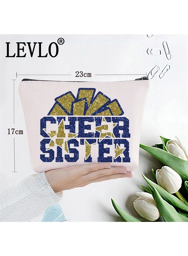 LEVLO Cheering Sister Cosmetic Bag Cheerleader Sisters Gift Cheer Sister Make Up Zipper Pouch Bag For Cheer Team (Cheer Sister) - Image 2