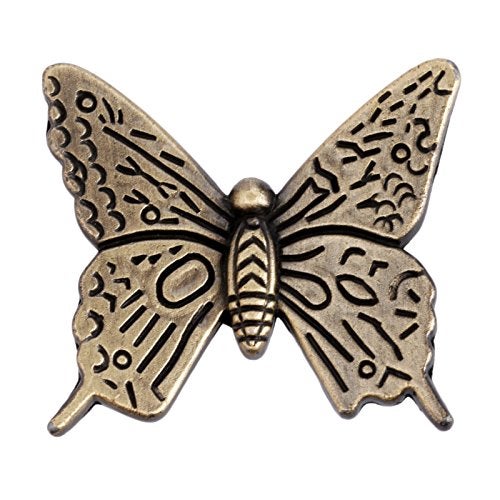 Mgoodoo 5PCS Butterfly Dresser Knobs, 1.69'' Antique Brass Cabinet Pulls Vintage Decorative Furniture Door Hardware Handle for Drawer Cupboard Closet Jewlry Box Wardrobe Nightstand Kitchen - Image 5