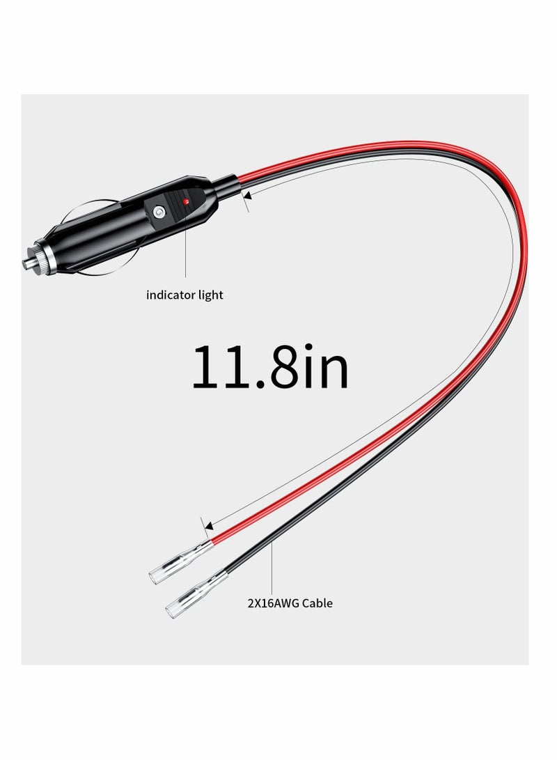 Cigarette Lighter Plug, KASTWAVE 12V Fused Replacement Cigarette Lighter Male Plug Adapter with Leads & LED Light 16AWG Extension Cable with 15A Fuse Cigarette Lighter Plug (2 Pack) - Image 3