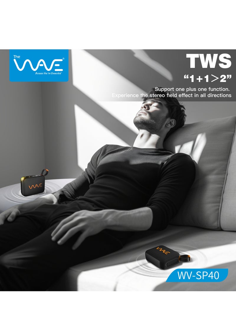 Wave Mini Wireless Bluetooth Speaker 5.3, Waterproof Portable Bluetooth Speaker with 6W HD Sound, TF Card & Type-C, 6H Playtime, Mini Blutooth Speaker for Outdoor/Indoor Use - Image 5