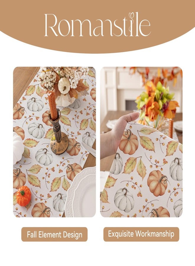 Romanstile Orange Pumpkin Fall Table Runner 13 x 72 Inch, Autumn Thanksgiving Harvest Farmhouse Style Table Decoration for Dining, Holiday, Party Decor - Image 3