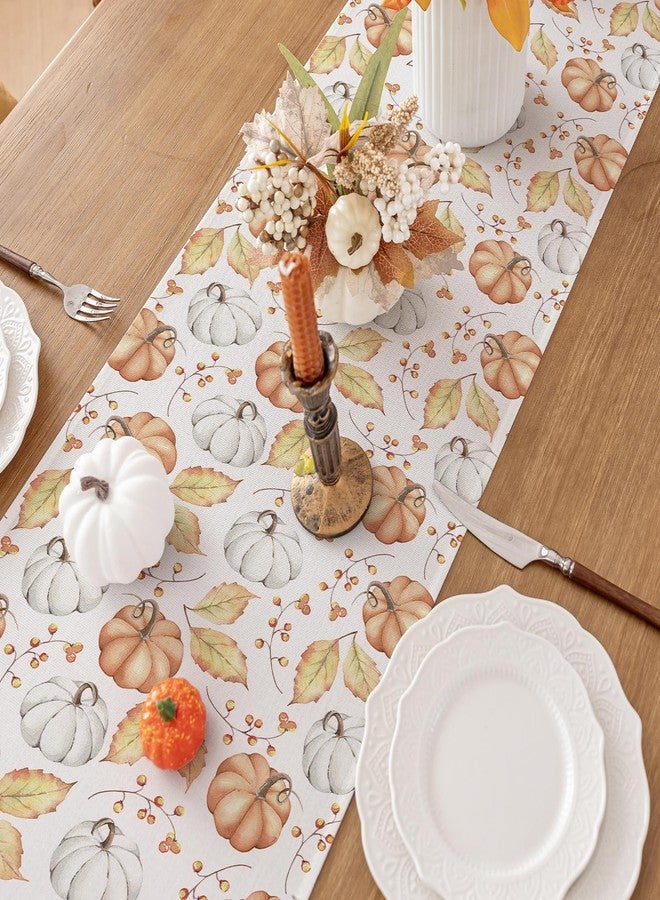 Romanstile Orange Pumpkin Fall Table Runner 13 x 72 Inch, Autumn Thanksgiving Harvest Farmhouse Style Table Decoration for Dining, Holiday, Party Decor - Image 4