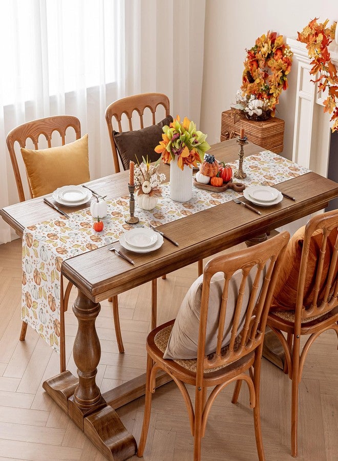 Romanstile Orange Pumpkin Fall Table Runner 13 x 72 Inch, Autumn Thanksgiving Harvest Farmhouse Style Table Decoration for Dining, Holiday, Party Decor - Image 2