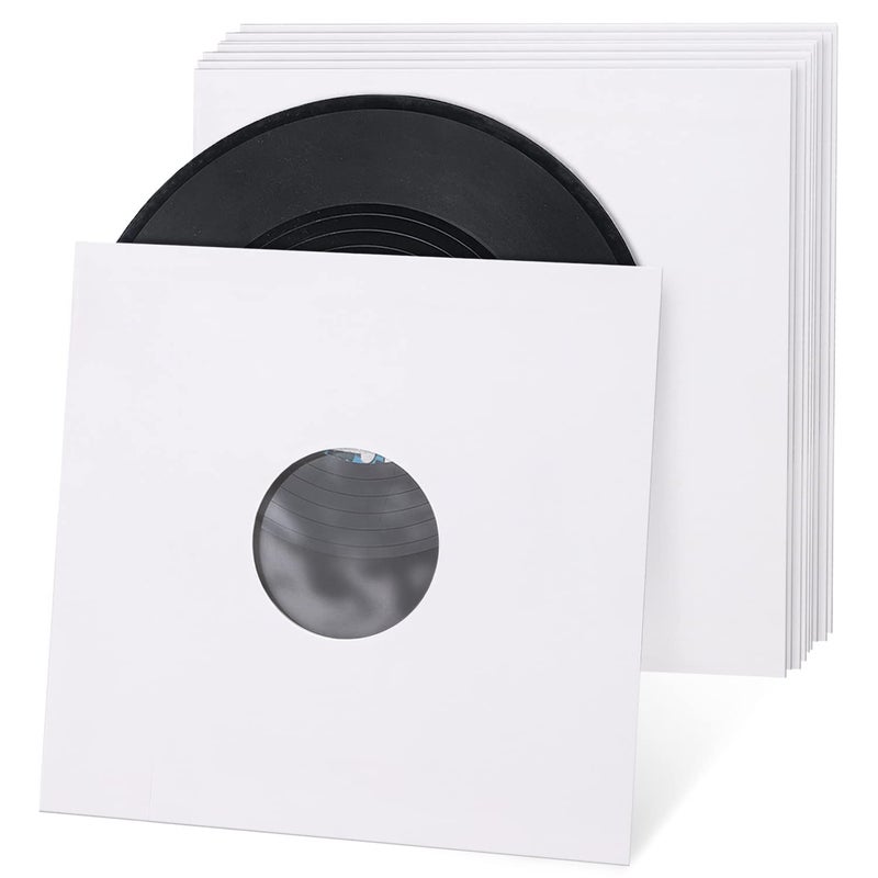 Facmogu 20PCS 12in White Paper Poly Lined Record Inner Sleeves 110gsm LP Record Parper Covers Phonograph Record Storage Sleeves 33 RPM Record Sleeve Record Sleeve Protectors for LP Vinyl Records - Image 2