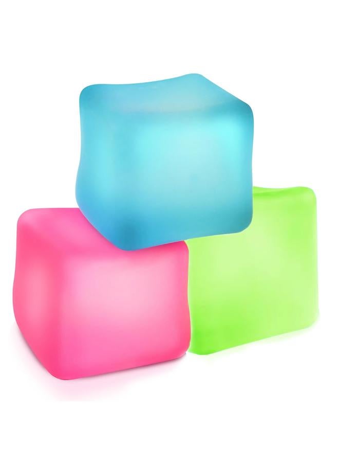 3 قطع من كرات الإجهاد الإسفنجية المكعبات، كرة الإجهاد مكعبات الثلج للبالغين والأطفال، ألعاب تململ حسية مكعبة الضغط لتخفيف القلق (الأزرق والأخضر والوردي)