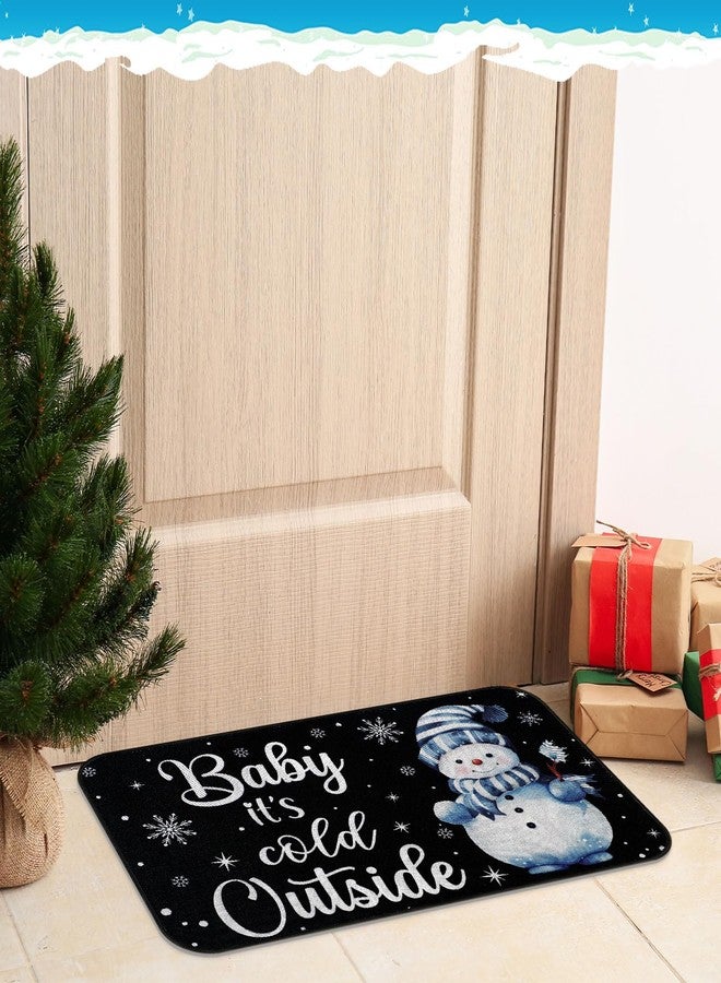 Funtery Baby It's Cold Outside Winter Doormat Christmas Mat Gnome Doormat Outdoor Indoor Rugs Funny Floor Anti Slip Welcome Door Mats for Xmas Holiday Decoration, 16 x 28 Inch(Black,Snowflake) - Image 5