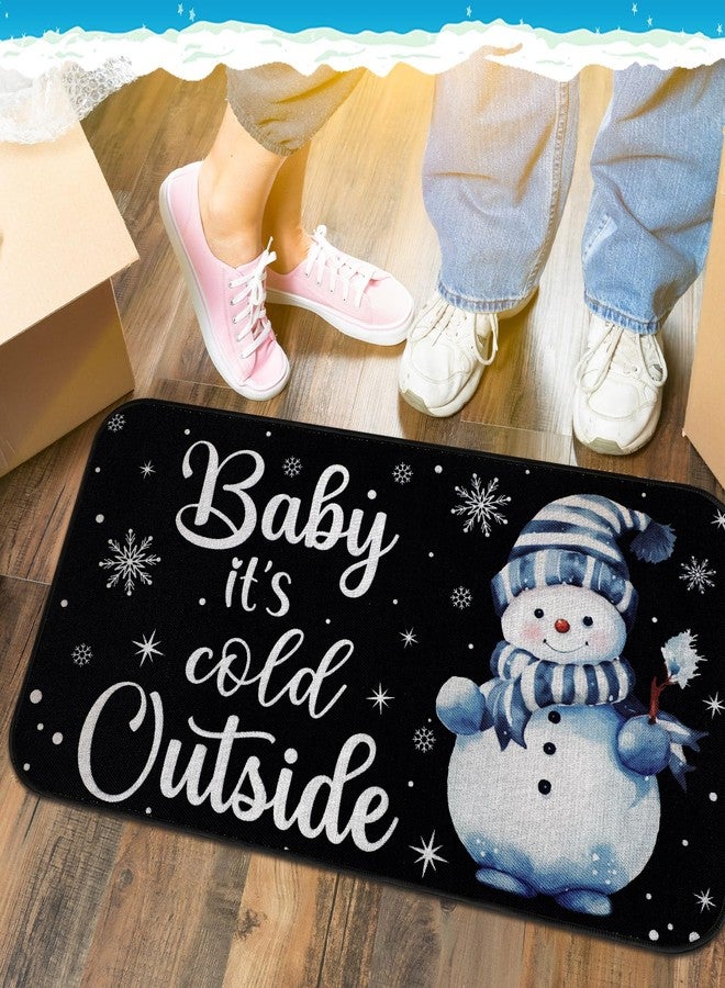Funtery Baby It's Cold Outside Winter Doormat Christmas Mat Gnome Doormat Outdoor Indoor Rugs Funny Floor Anti Slip Welcome Door Mats for Xmas Holiday Decoration, 16 x 28 Inch(Black,Snowflake) - Image 4