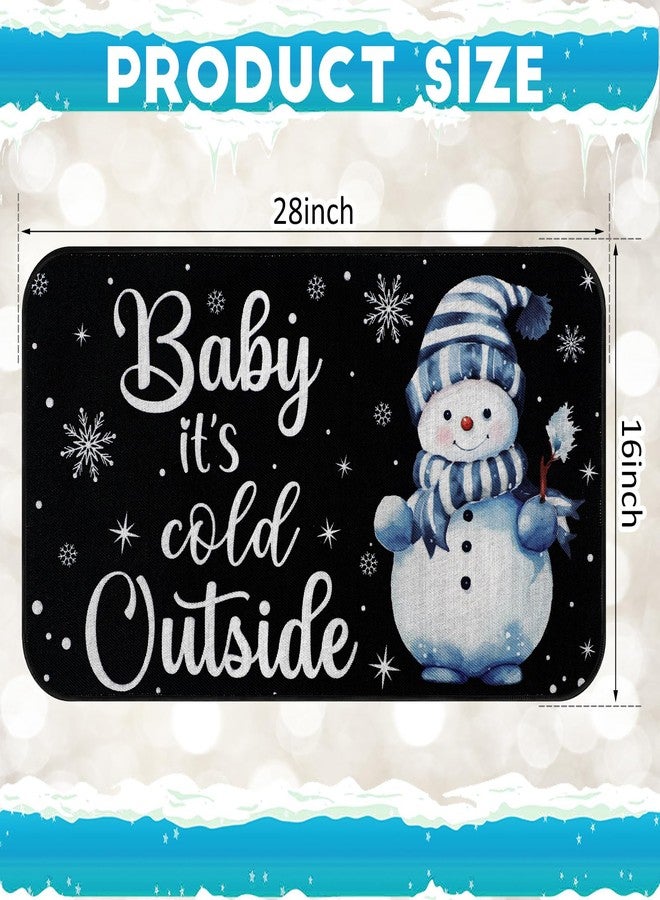 Funtery Baby It's Cold Outside Winter Doormat Christmas Mat Gnome Doormat Outdoor Indoor Rugs Funny Floor Anti Slip Welcome Door Mats for Xmas Holiday Decoration, 16 x 28 Inch(Black,Snowflake) - Image 2