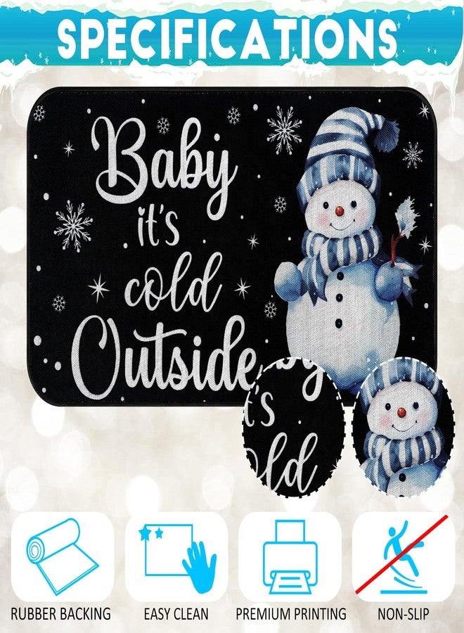 Funtery Baby It's Cold Outside Winter Doormat Christmas Mat Gnome Doormat Outdoor Indoor Rugs Funny Floor Anti Slip Welcome Door Mats for Xmas Holiday Decoration, 16 x 28 Inch(Black,Snowflake) - Image 3